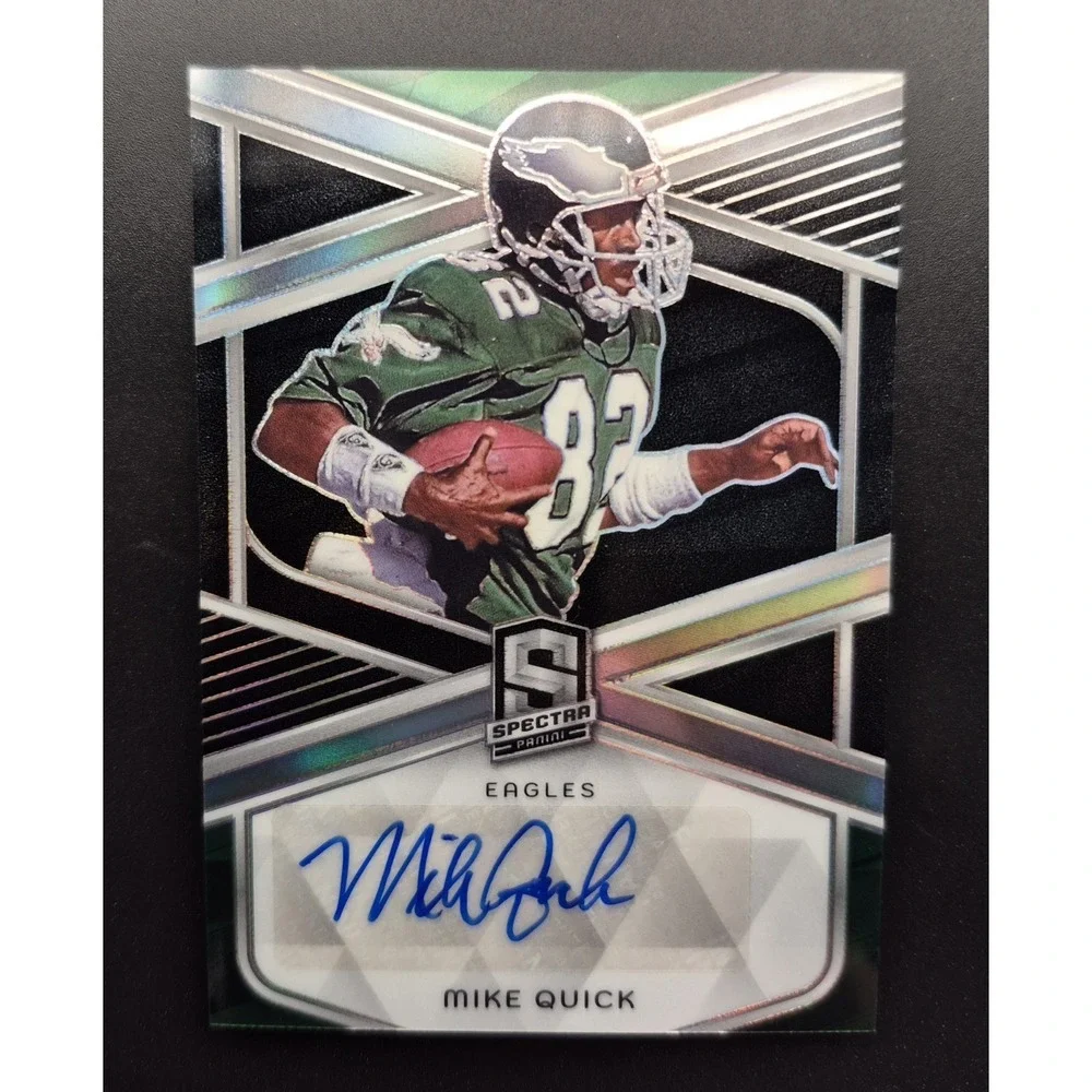 2024 Panini Spectra Mike Quick #SIG-MQK‎ Silver Prizm Autograph /199 (AU) Eagles